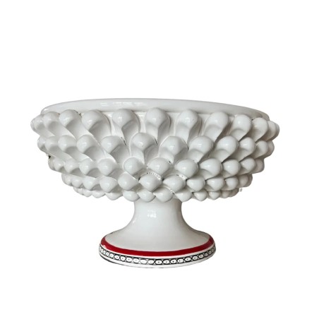 Alzata a mezza pigna siciliana bianca ceramiche artigianali de simone Alzata a mezza pigna siciliana bianca ceramiche artigianali de simone